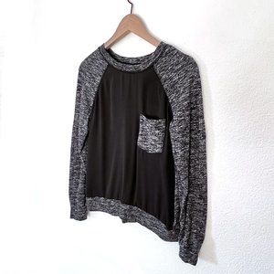 Lou & Grey XS Black & Charcoal Heather Upscale Sweatshirt